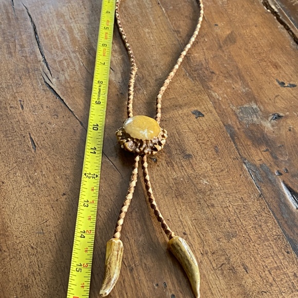 Elk horn vintage woven leather Bolo Tie - Picture 10 of 13